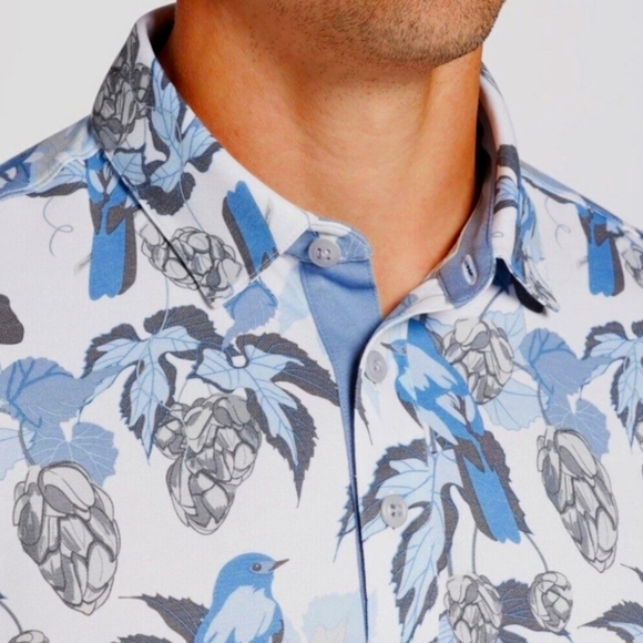 Walter Hagen NWT Golf Dri Fit Polo Mens, Floral Bird Bluejay 11 Majors Shirt XL - Picture 4 of 12